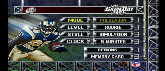 NFL GameDay 2001 Title Screen
